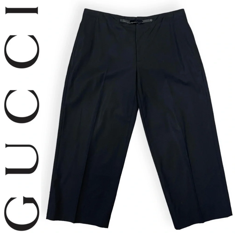 Gucci Vintage Black Wool Blend High Waisted Crop Ankle Pants Trousers Italy 42 M - Picture 1 of 16